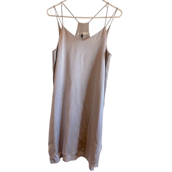 HALSTON Silver Fog Slip Satin Dress.Size M - Picture 5 of 14